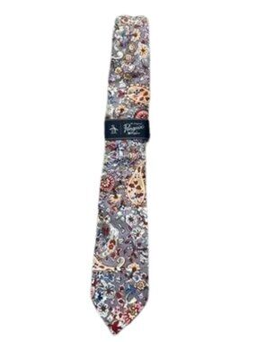 NWT Original Penguin by Munsingwear Men's Gray “Taddei Floral” Skinny Tie